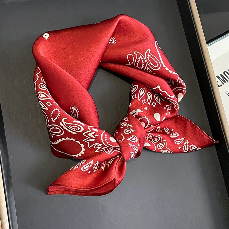 100% Natural Silk Bandana Women Square Scarves Spring Fashion Kerchief High Quality Mulberry Headband Luxury Paisley Hijab Shawl