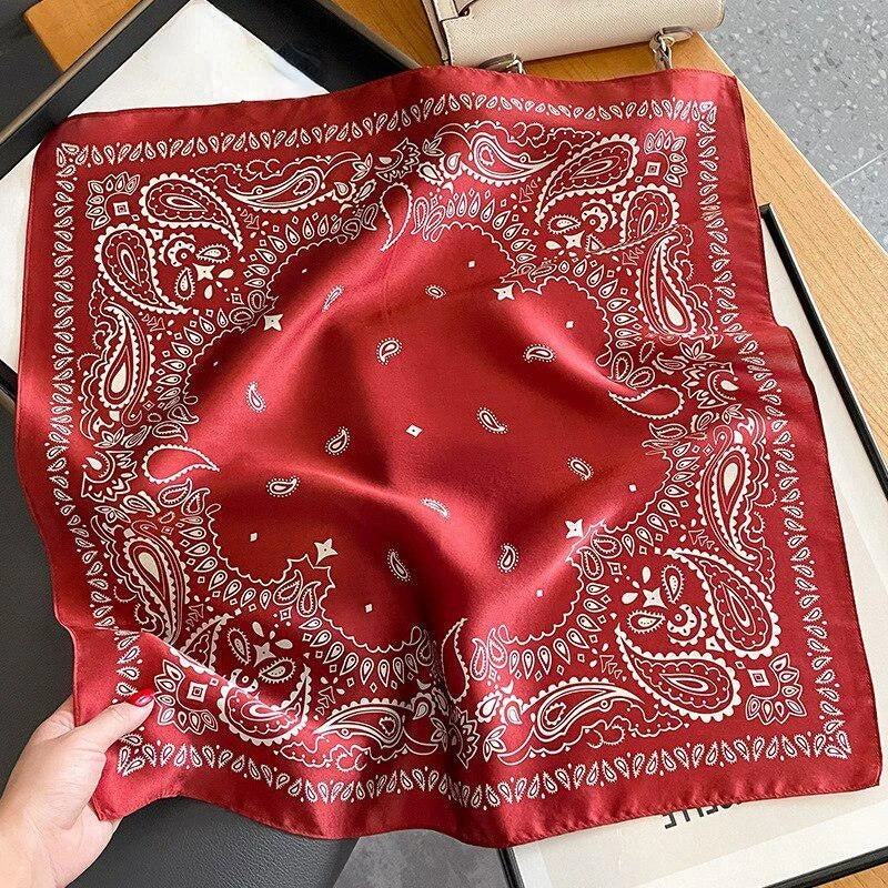 100% Natural Silk Bandana Women Square Scarves Spring Fashion Kerchief High Quality Mulberry Headband Luxury Paisley Hijab Shawl